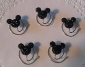MOUSE EARS Hair Swirls for Wedding Party in Dazzling Black Acrylic