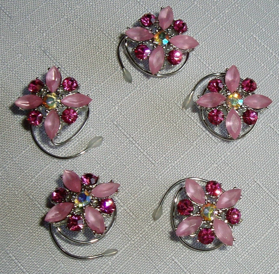 Swarovski Pink Crystal Rhinestone Hair Swirls Spins Spirals Twists Twisties