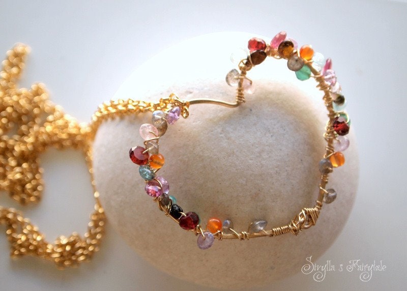 My heart blooms - Gem wrapped  pendant