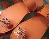Silver flowers on your toes - Handamde sandals/ Flip Flops / Flats