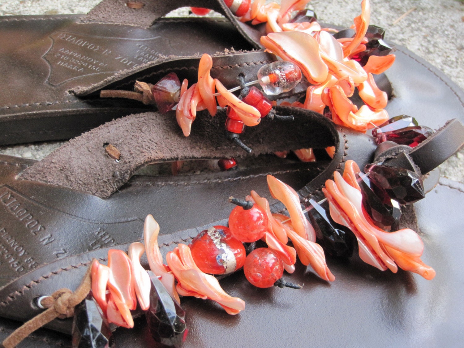 Summer sunset - Leather sandals-flip flops
