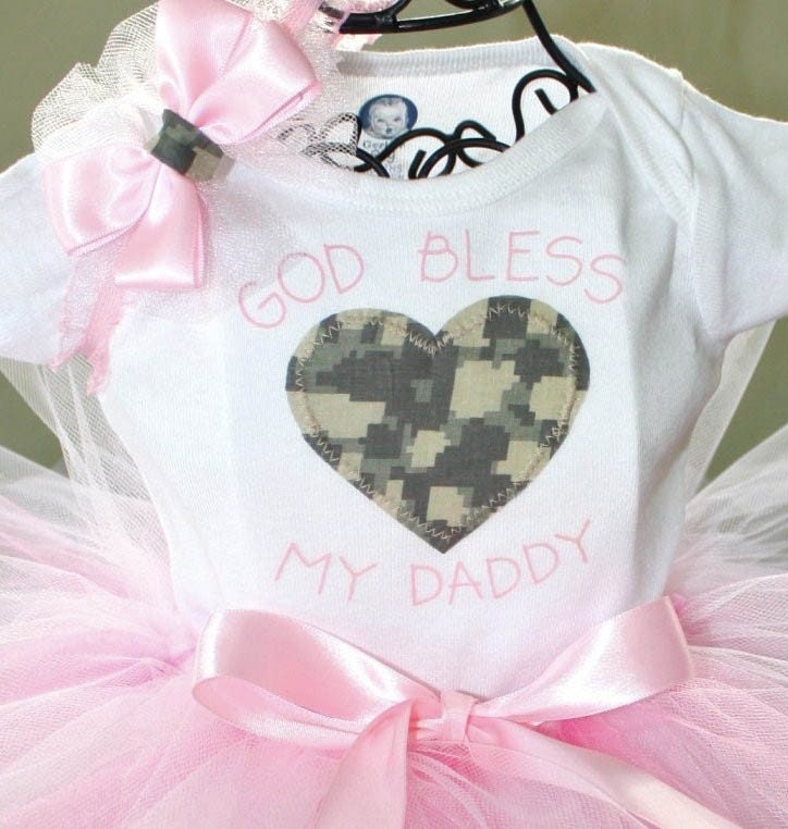 PINK Patriotic God Bless My Daddy Digital Camo Tutu Set size 0-24 mo