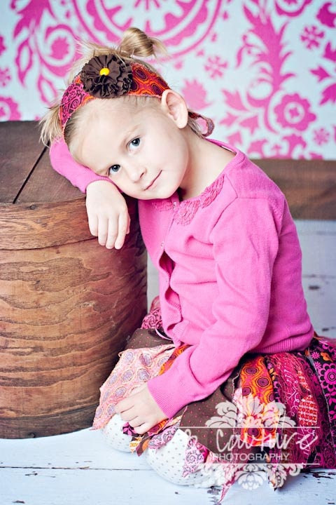 Fabric Scraps Tutu Skirt Shabby Chic Orange Pink and Brown MADE TO ORDER size Newborn to 4T