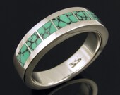 Spider Web Turquoise Inlay Ring in Sterling Silver