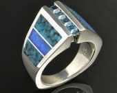 Spiderweb Turquoise and Australian Opal Inlay Ring