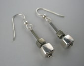 Gray Earrings Metallic Gray Shiny Gray Flat Gray Handmade Jewelry Dangle Sterling Silver