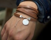 Fine Silver PMC Circular Charm and Leather Bracelet