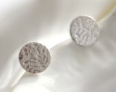 Circle Silver Studs - Small Floral Pattern