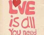 Typographic Love Quote Print, Digital Illustration, Typography Art Print / Love Saying Poster "Love is all you need" 8x10