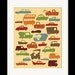 Cars & Trucks Print Art "I LOVE CARS" Vintage Inspired 8x10 Boys Kids Art Bedroom Decor, Cars and Trucks Illustration