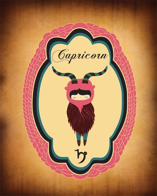 CAPRICORN Zodiac Digital Print Zodiac Sign, Astrological Sign Wall Decor, Capricorn Digital Illustration Birthday Gift, Astrology Wall Decor