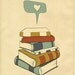 Book Print Art, 11x14 Books Poster Wall Decor, Book Reading Print Art, Reading Books Giclee Print, Reading Books Poster, Books Illustration