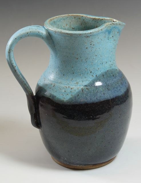 Bridges Pottery small pitcher creamer turquoise and blue