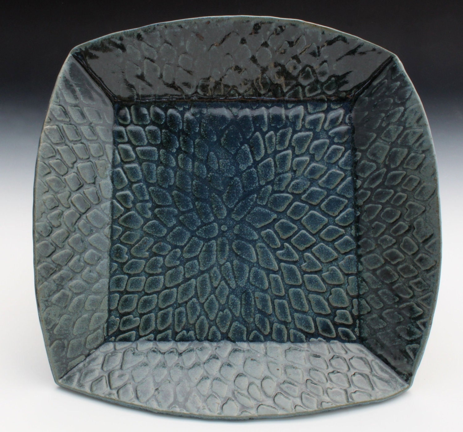Bridges Pottery Medium Blue Square Platter