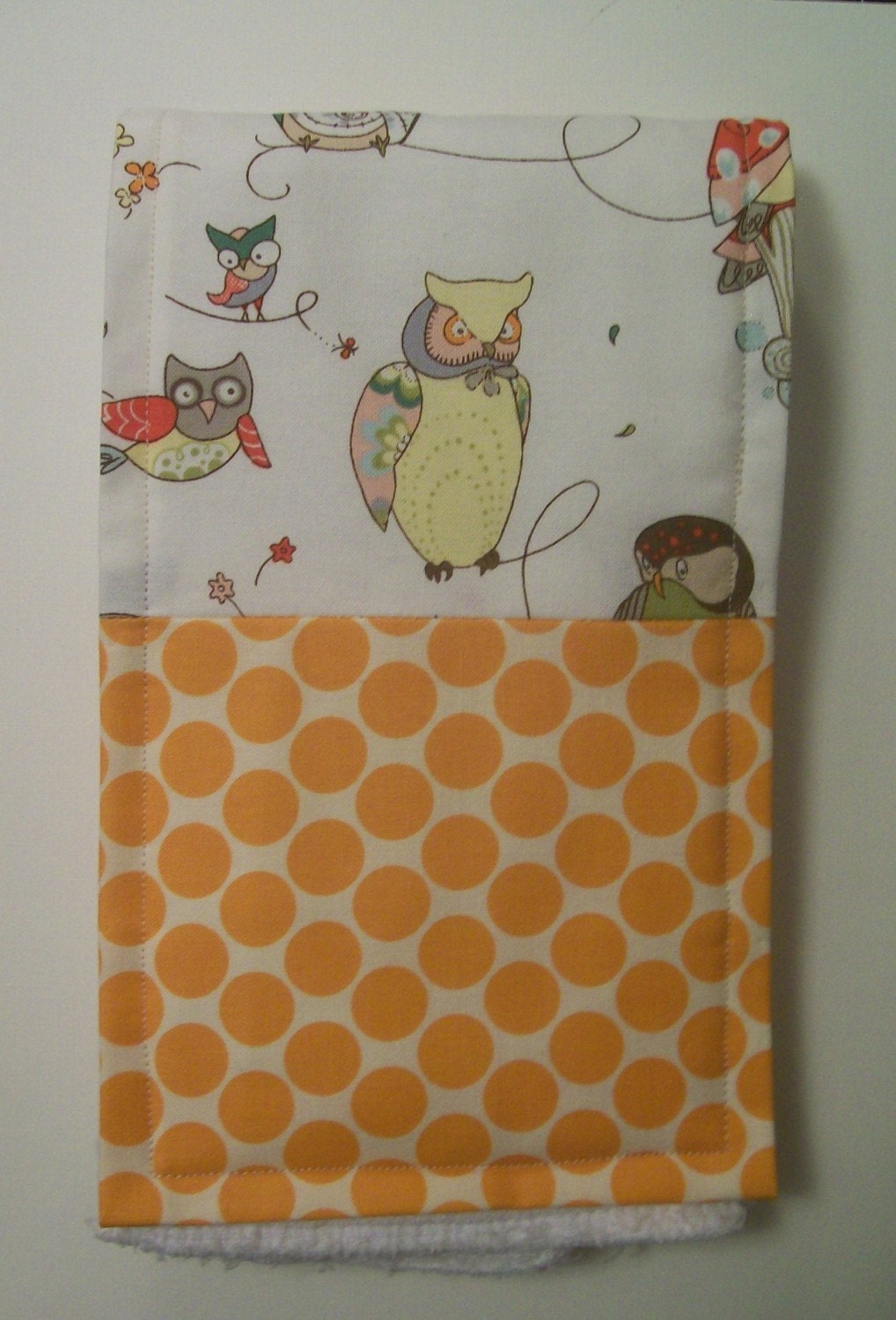Burp Cloth- Spotted Owl and Polka Dots