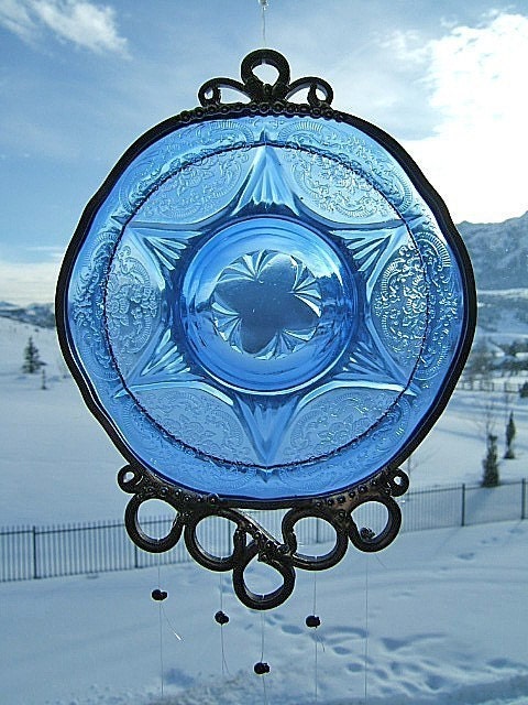 Royal Lace - Antique Depression Era Saucer Upcycled into a Windchime