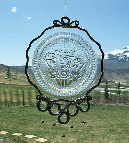 Iris and Herringbone - Windchime gives Antique saucer new life