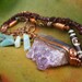 Shamanic Healer Choker Necklace with Amethyst, Amazonite, Garnet, Copper, and African Horn Beads