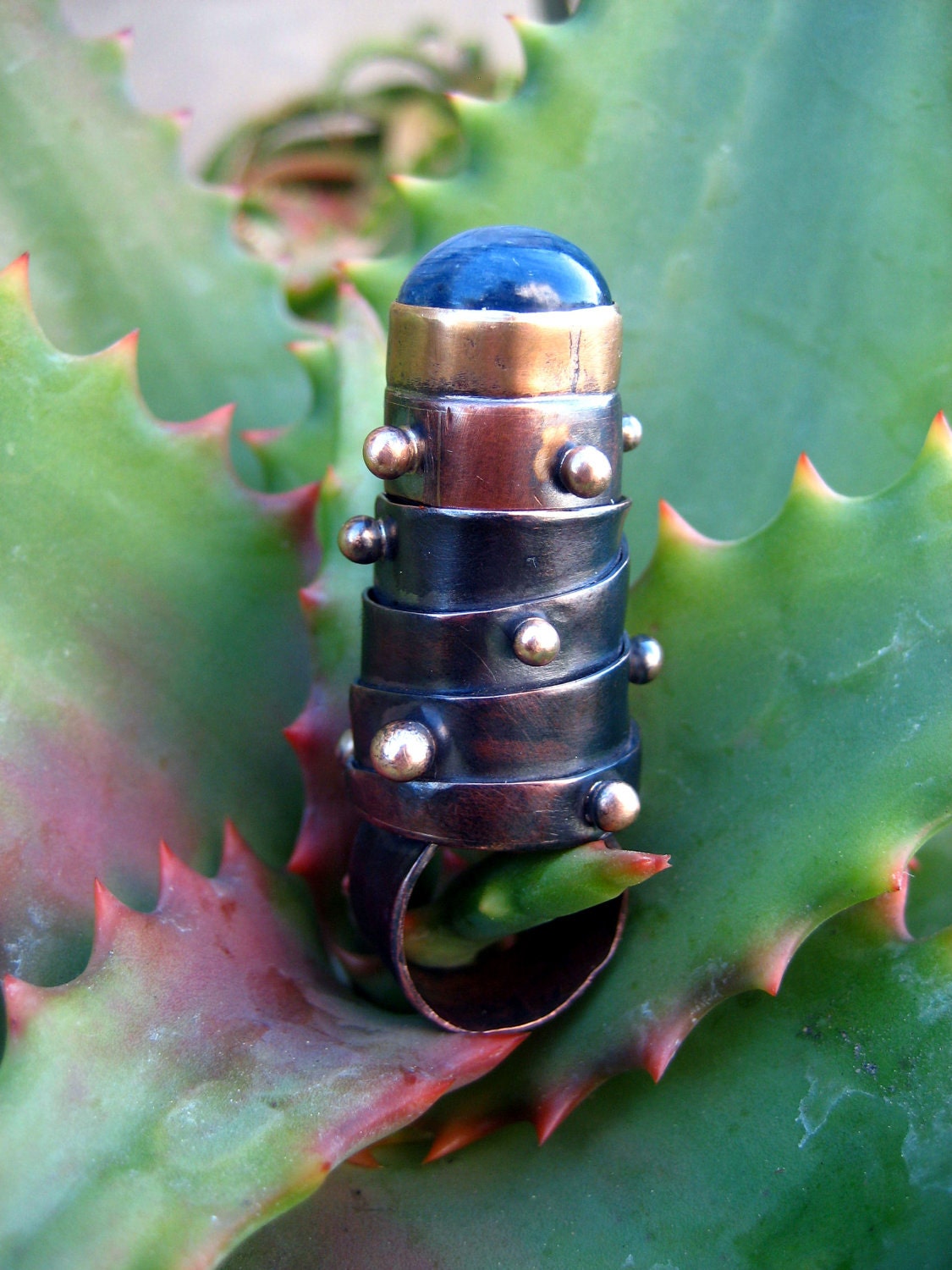 Poison Ring with Blue Kyanite, aka Hidden Treasure Ring, One Of A Kind, Mystical, Magical, Artisan Jewlery