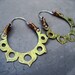 Lotus Flower Hoop Earrings, Yoga inspired, Mixed Metal, Meditation Jewelry, Golden, Gypsy