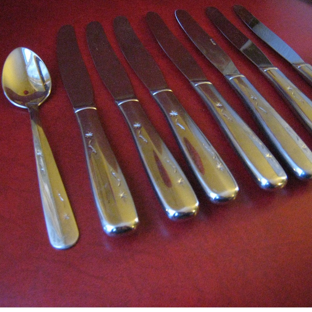Retro STAR TIME Flatware Set 8 by Imperial USA by RetroReDesign