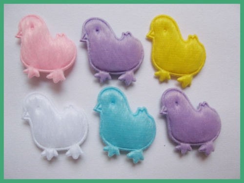10 padded furry felt Easter chicks Peeps EM-272 appliques for hair clips, scrapbooking and more