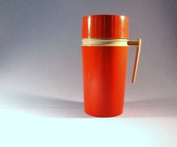 Vintage ORANGE Thermos Model 7202, Filler, Stopper, Cup, Vintage Picnic