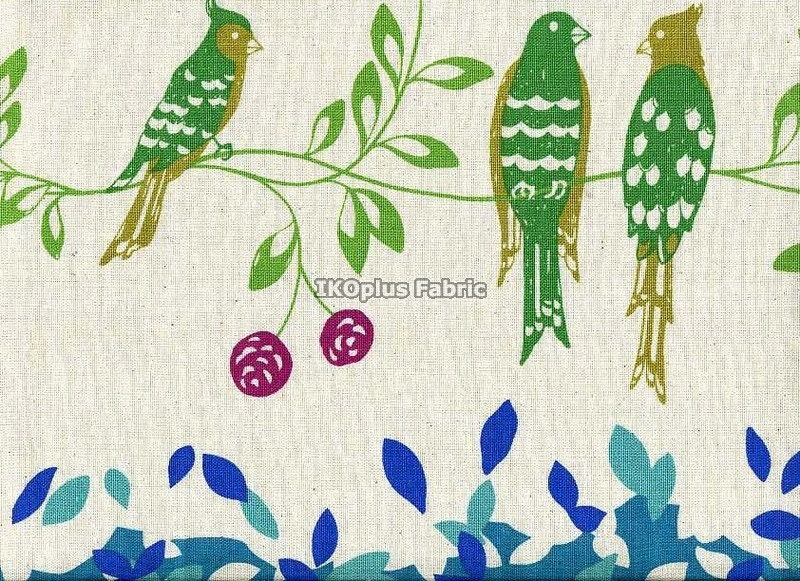Birds Medium Green in Teal Blue - Border Printing Design - EK-QS38184B