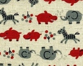 Happy Cute Animals in Natural-Cotton and Linen Blended- By the Yard- EK-QS29502