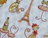 Sale - Cat's Journey in Paris Blue-Cotton - EK-QS29520B
