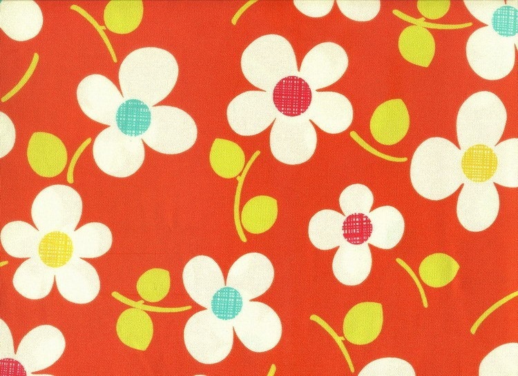 Japanese- KOKKA -Dancing Twist Flowers Orange- Cotton-EK-QS33103A