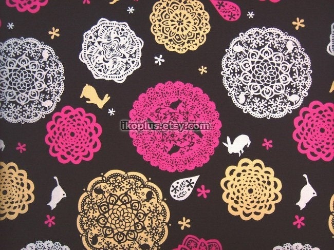 Lovely Animals with with Silhouette Design - Japanese Cotton in Dark Brown - EK-QS36501A