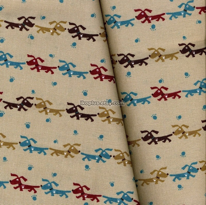 Lovely Dogs with Paw Prints in Tan - EK-QS31504B