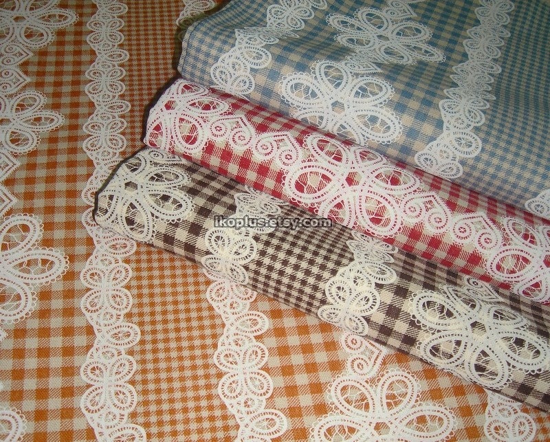 Check with Pretty Lace Print in Red  -  EK-QS31610C
