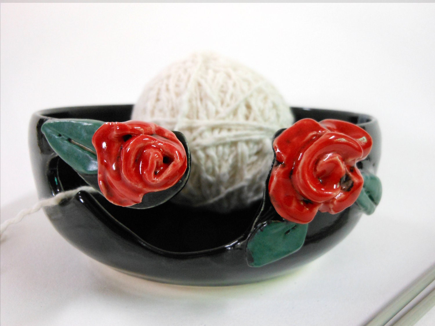 Red Roses Yarn Bowl