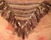 Silver woven hip scarf, belly dancing, faerie cosplay (size medium)