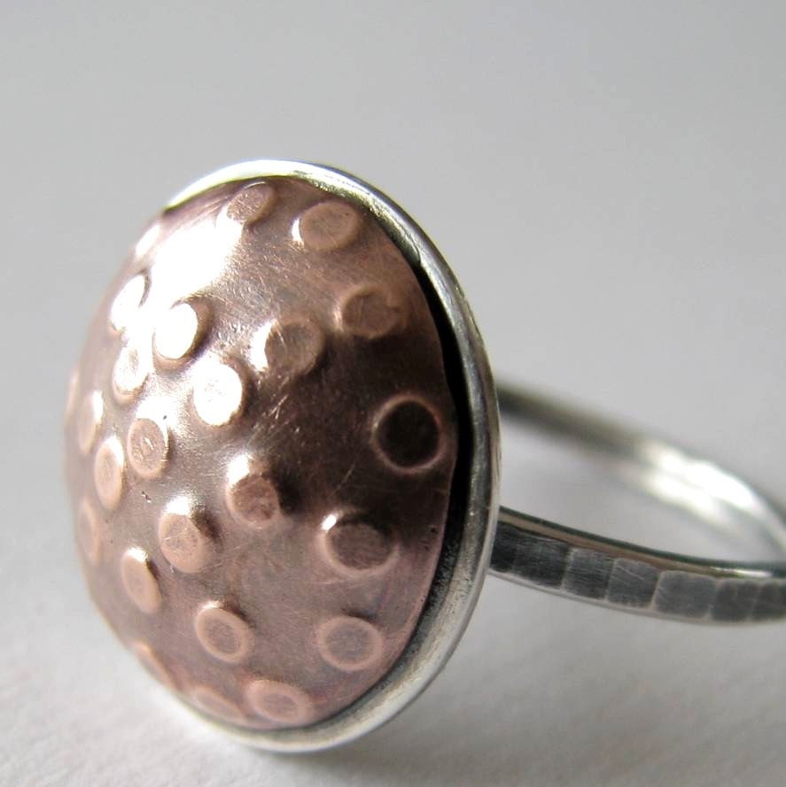 Sea Pod, sterling silver and copper ring - FREE SHIPPING