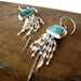 SALE 50% off  - Turquoise sterling silver earrings white sapphires long and dangly - The Jellyfish earrings