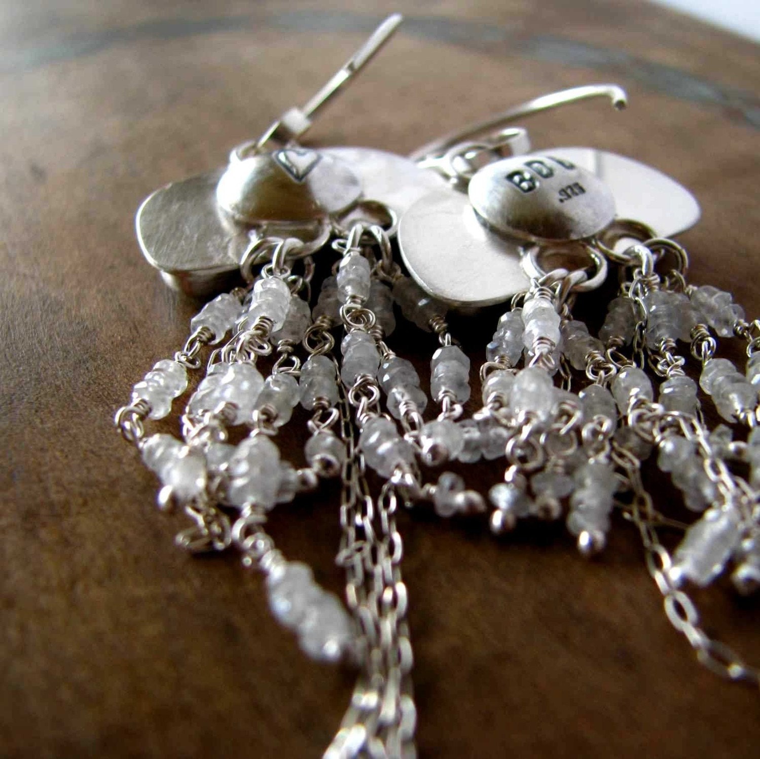SALE 50% off  - Turquoise sterling silver earrings white sapphires long and dangly - The Jellyfish earrings