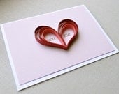 You and Me Heart Blank Card - quilling, red, dark pink, light pink, white