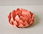 Coral/guava paper lotus.  Home decor, office decor, party decor.  Place settings, name cards,