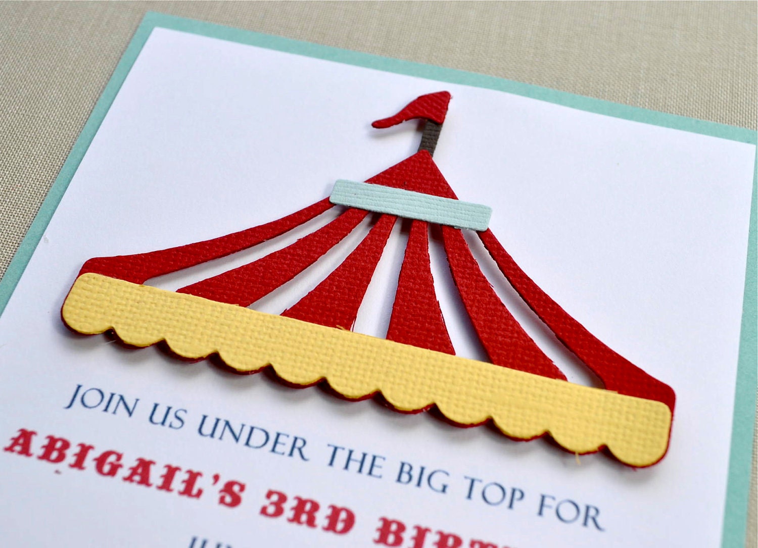 Under the big top birthday, shower invitation.  Circus invitation.