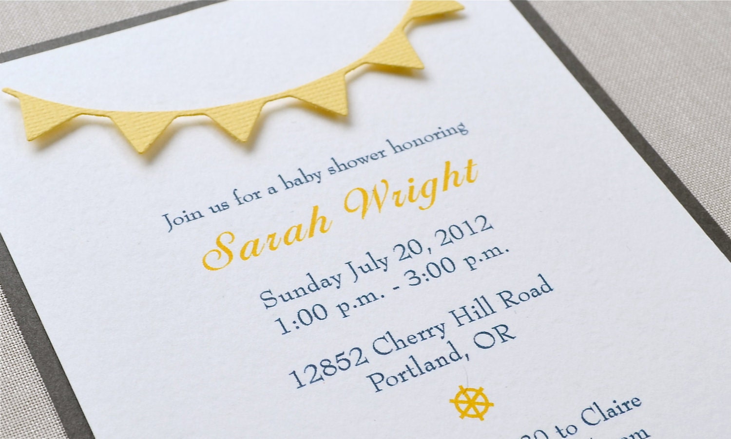Nautical inspired bridal/baby shower, birthday invitation.  Set sail, cruise ship, banner, nautical, helm, anchors away invite. Set of 10