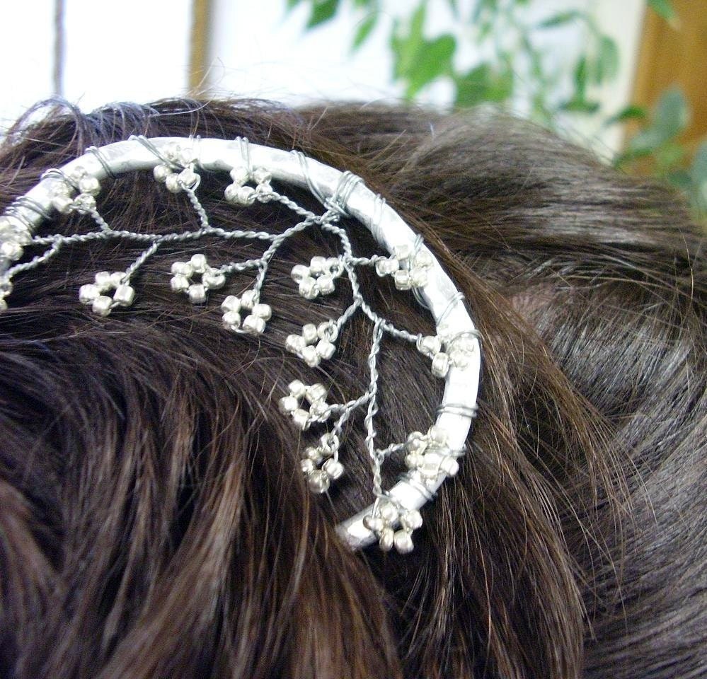 Made to Order Metal Hair Fork - Aluminum Blossoms, silver tone hair pin, hair stick