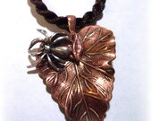 The Hitchhiker - Copper Leaf with spider necklace