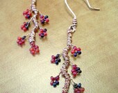Cherry Blossom - Copper Earrings in Dark Pink, custom colors and designs available
