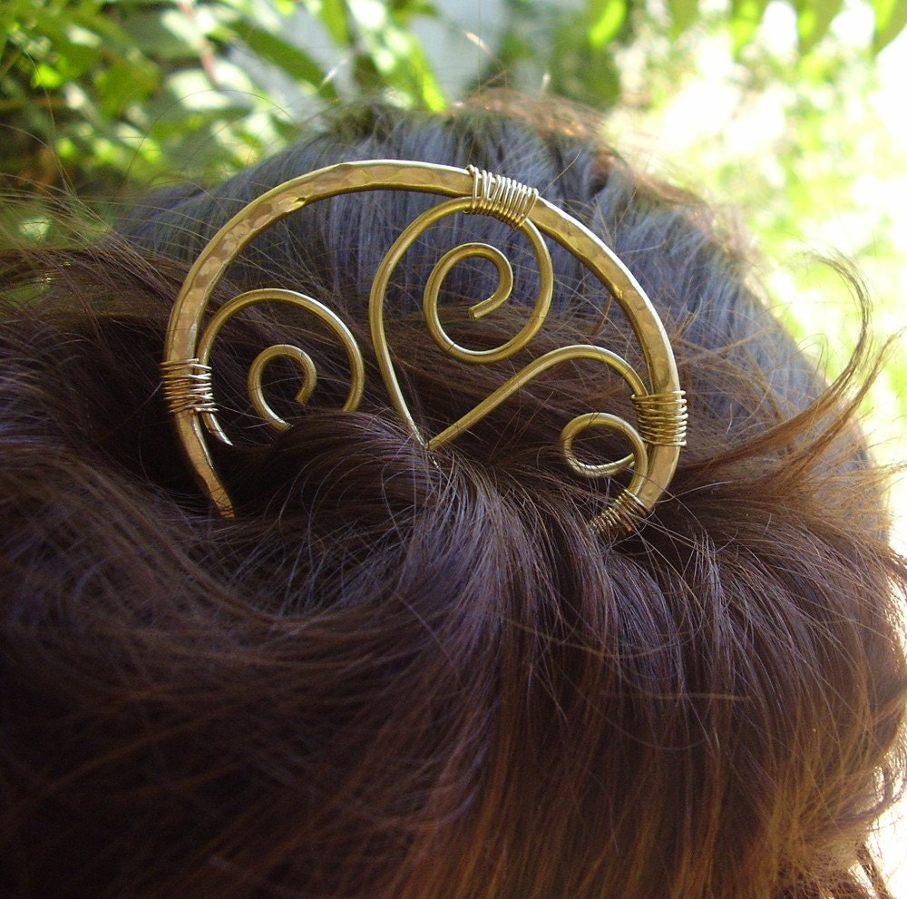 Made to Order Metal Hair Fork - Brass Swirls