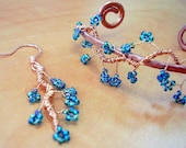 GIFT SET - Copper Blossom Bracelet and Earrings in Blue