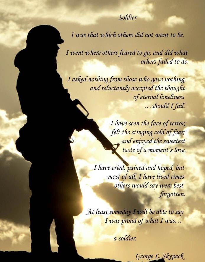 ... Poems http://www.etsy.com/listing/94343811/soldier-poem-print-military