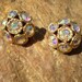 Vintage gold tone and aurora borealis rhinestone clip on earrings